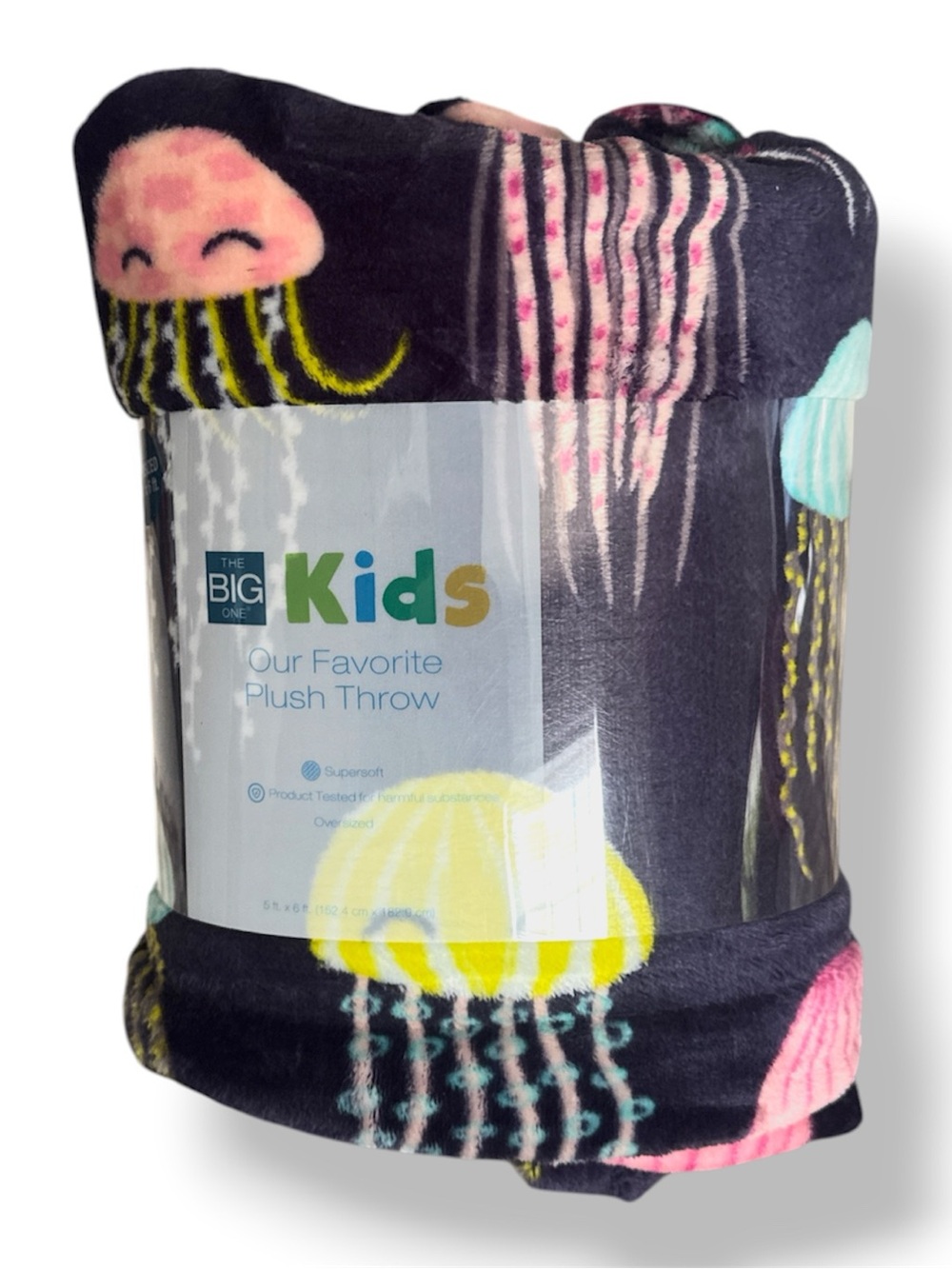 The Big One Jellyfish Plush Throw Blanket 5’ x 6’ for Kids Room